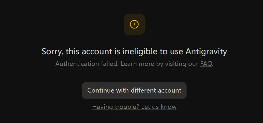图3 Account Ineligible 报错